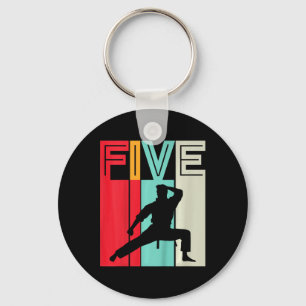 Kids 5th Birthday Gift Karate Retro Taekwondo Mart Key Ring