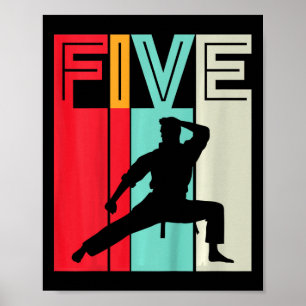 Kids 5th Birthday Gift Karate Retro Taekwondo Mart Poster