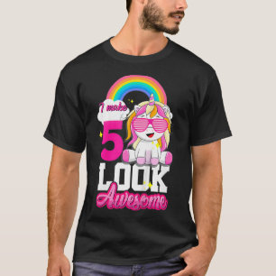 Kids 5th birthday girl awesome cute unicorn gift 5 T-Shirt