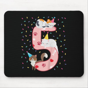 Kids 5th Birthday Girl Cute Cat Outfit 5 Years Old Mouse Mat
