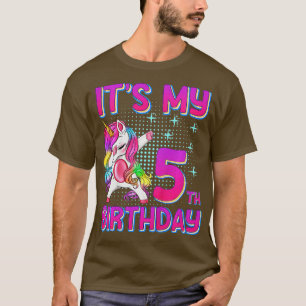 Kids 5th Birthday Girl Unicorn Five Year Old T-Shirt