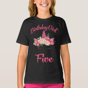 Kids 5th Birthday Girl Unicorn Shirt fiveth Birthd