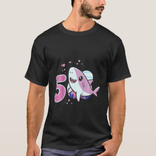 Kids 5th Birthday Girls Shark 5 years Old Ocean Sh T-Shirt
