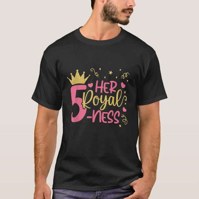 Kids 5th Birthday Her Royal Five ness 5 Years Old  T-Shirt (Front)