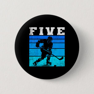 Kids 5th Birthday Ice Hockey Boy And Gil Five Hock 6 Cm Round Badge