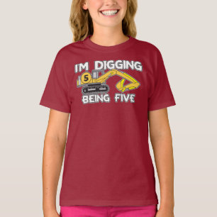 Kid's 5th Birthday I'm Digging Being Five T-Shirt