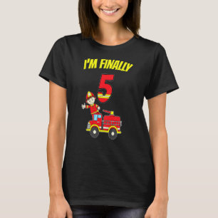 Kids 5th Birthday Im Finally 5 Boy Firefighter Kid T-Shirt