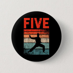 Kids 5th Birthday Karate Fighter 5 Year Old Girls 6 Cm Round Badge