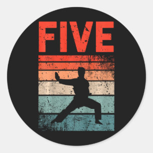 Kids 5th Birthday Karate Fighter 5 Year Old Girls Classic Round Sticker