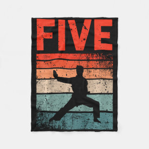 Kids 5th Birthday Karate Fighter 5 Year Old Girls Fleece Blanket