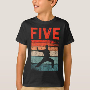Kids 5th Birthday Karate Fighter 5 Year Old Girls T-Shirt