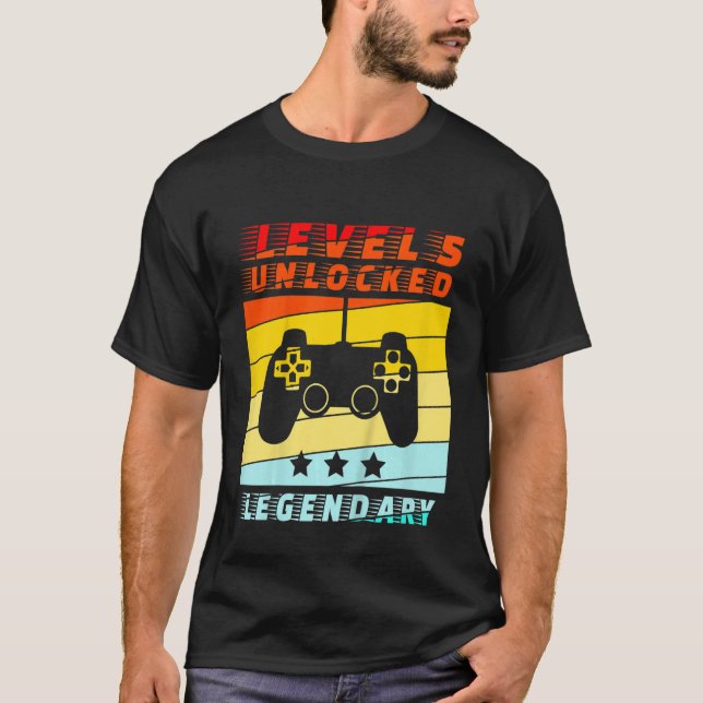 Kids 5th Birthday Level Unlocked Gaming Theme Vint T-Shirt (Front)