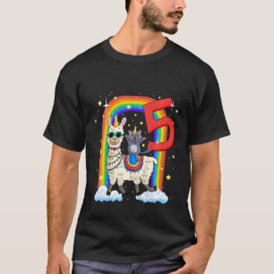 Kids 5th Birthday Llama Llamacorn And Cat Caticorn T-Shirt