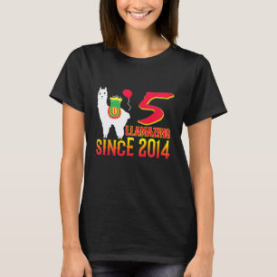Kids 5th Birthday Llama Llamazing Since 2014 5 Yea T-Shirt