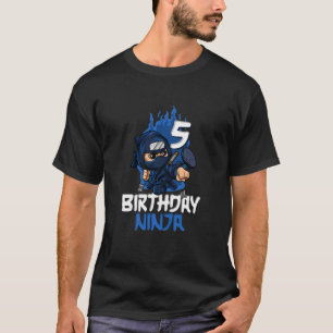Kids 5th Birthday Ninja Bday Party 5 Years Old Shu T-Shirt