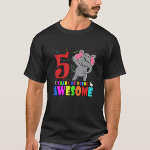 Kids 5Th Birthday Party Dabbing Elephant - 5 Years T-Shirt