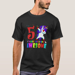 Kids 5Th Birthday Party Dabbing Unicorn - 5 Years T-Shirt