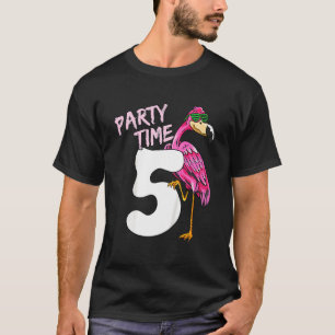 Kids 5th Birthday Pink Flamingo For Girls 5 Year T-Shirt