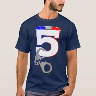 Kids 5th Birthday Police Officer Boys 5 Years  T-Shirt