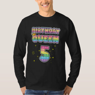Kids 5th Birthday Queen 5 Cool Popper Number Pop T-Shirt
