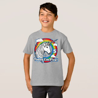 Kid's 5th Birthday Rainbow Unicorn Today I'm Five T-Shirt