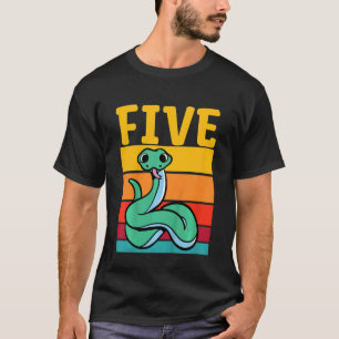Kids 5th Birthday Retro Snake  Pet Reptile 5 Years T-Shirt