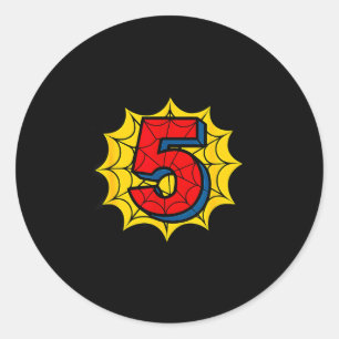 Kids 5th Birthday Sder Theme Party 5 Year Old Boys Classic Round Sticker