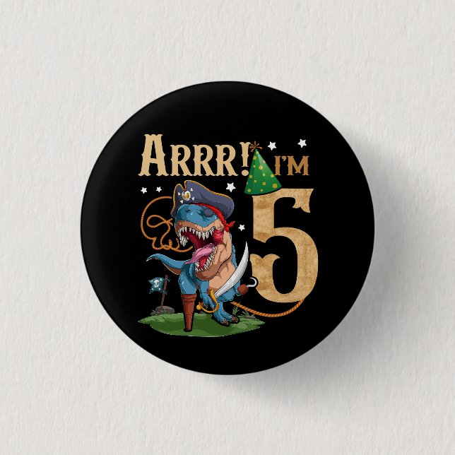 Kids 5th Birthday Shirt Boy 5 Year Old Pirate T Re 3 Cm Round Badge (Front)