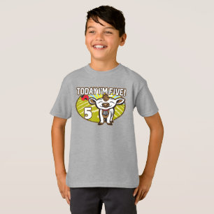Kid's 5th Birthday Today I'm Five! Cute Cow T-Shirt
