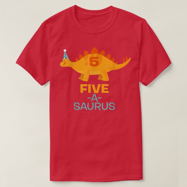 Kids 5th BirthdayFiveASaurus Dinosaur  T-Shirt (Design Front)