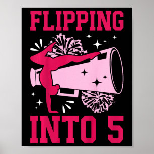 Kids 5th Cheer Birthday Party Five Year Old Cheerl Poster