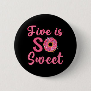 Kids 5th Doughnut Birthday Party Five Year Old Swe 6 Cm Round Badge