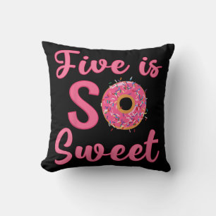 Kids 5th Doughnut Birthday Party Five Year Old Swe Cushion