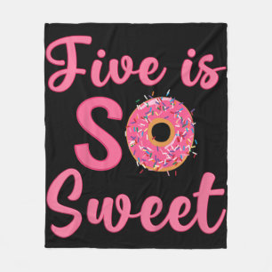 Kids 5th Doughnut Birthday Party Five Year Old Swe Fleece Blanket