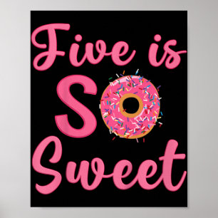 Kids 5th Doughnut Birthday Party Five Year Old Swe Poster