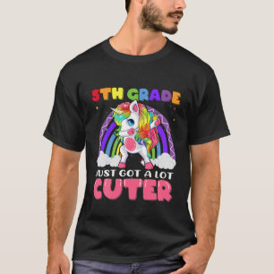 Kids 5Th Grade Got Cuter Dabbing Unicorn Rainbow B T-Shirt