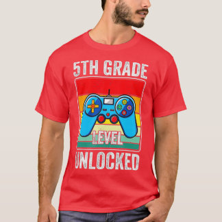 Kids 5th Grade Level Unlocked Back To School Video T-Shirt