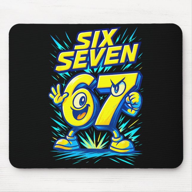 Kids 67 Six Seven Italian Brainrot 6 7 Funny Meme  Mouse Mat (Front)