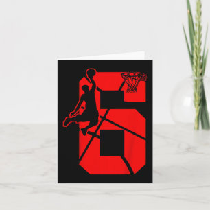 Kids 6 Year Old 6th Basketball Birthday PartyTheme Card