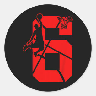 Kids 6 Year Old 6th Basketball Birthday PartyTheme Classic Round Sticker