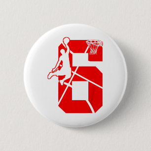Kids 6 Year Old 6th Basketball Birthday PartyTheme Cm Round Badge