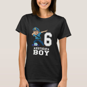 Kids 6 Year Old 6th Birthday Boy Dabbing Police F T-Shirt