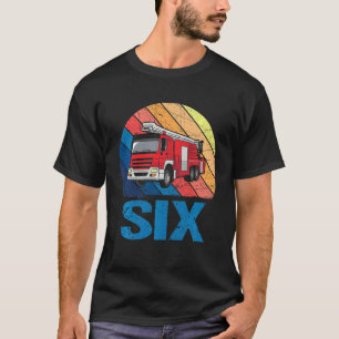 Kids 6 Year Old 6th Birthday Boy Firefighter Fire T-Shirt