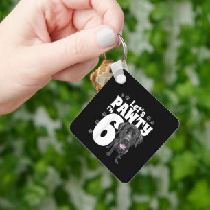 Kids 6 Year Old Black Lab Dog Birthday Pawty Labra Key Ring