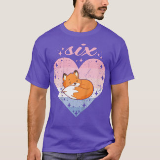 Kids 6 Year Old Cute Fox Birthday Girl 6th B-day T T-Shirt