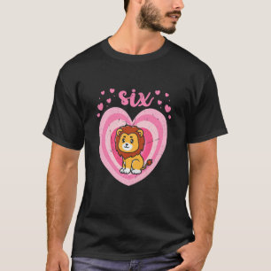 Kids 6 Year Old Cute Lion Birthday Girl 6th B Day T-Shirt