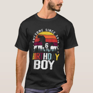 Kids 6 Year Old Dinosaur Trex 6th Birthday Boy Awe T-Shirt