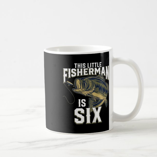 Kids 6 Year Old Fishing Birthday Party Fisherman 6 Coffee Mug (Right)