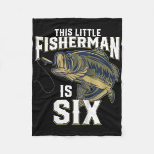 Kids 6 Year Old Fishing Birthday Party Fisherman 6 Fleece Blanket
