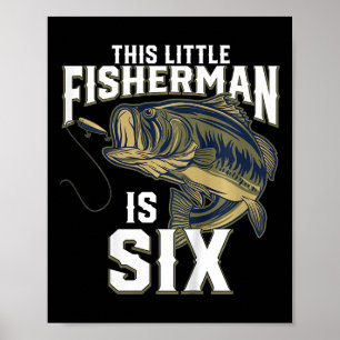 Kids 6 Year Old Fishing Birthday Party Fisherman 6 Poster